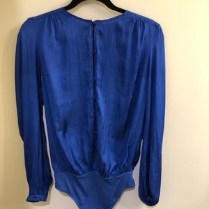 EXPRESS Fitted Long-Sleeve Blouse Bodysuit